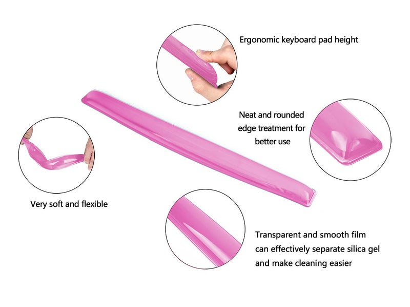 ABRONDA Gel Keyboard & Mouse Wrist Rest Set - Keyboard Wrist Rest Pad & Mouse Support for Office Gaming Pad Computer Laptop Ergonomic Comfortable Pain Relief-Pink Pad Set - Image 4